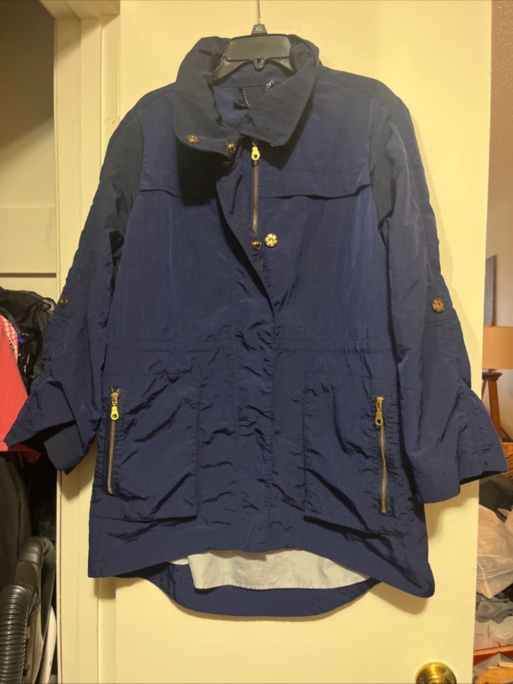 Adyson Parker Navy Utility Jacket with Gold Hardware Accents